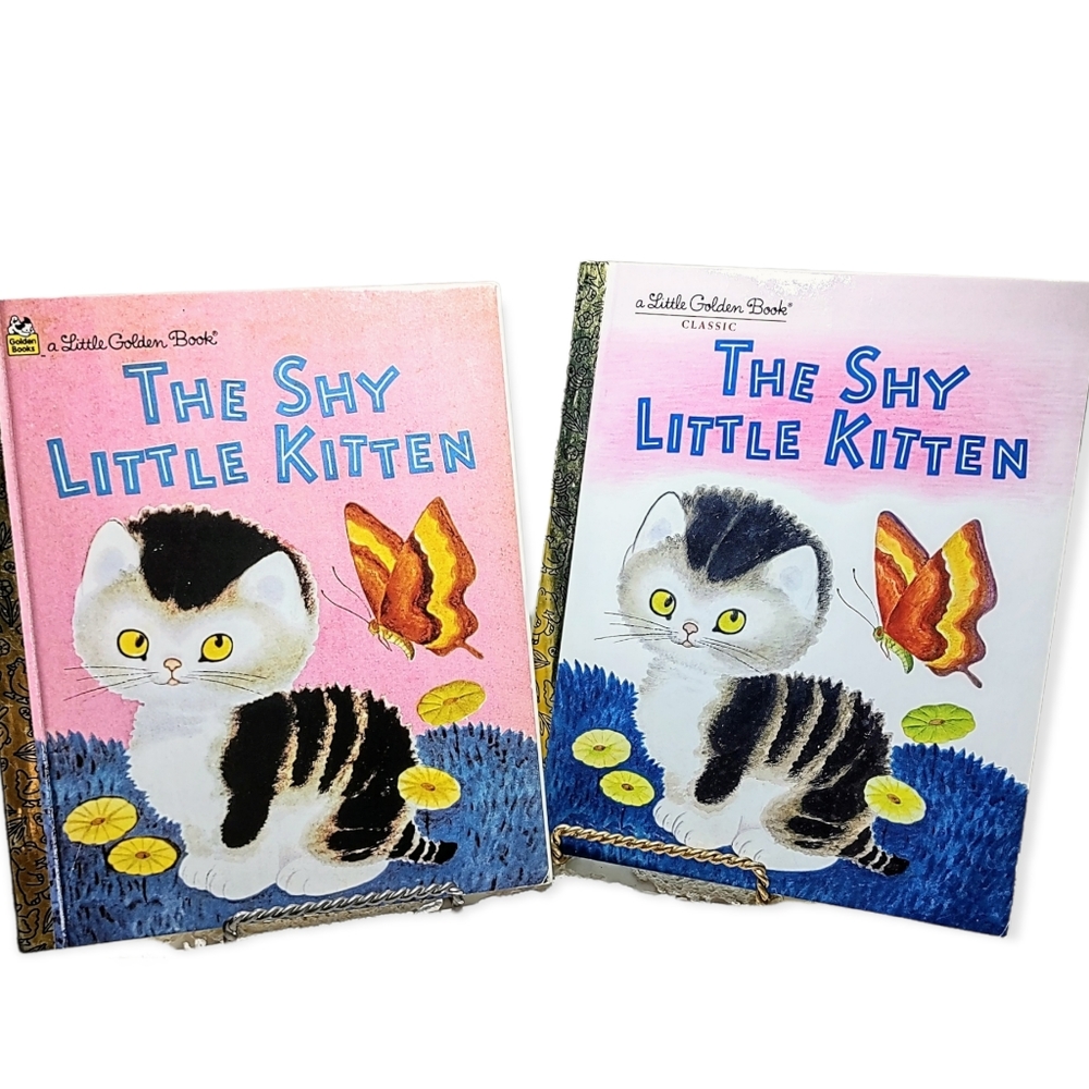 Vintage and New Little Golden Book Pair The Shy Little Kitten